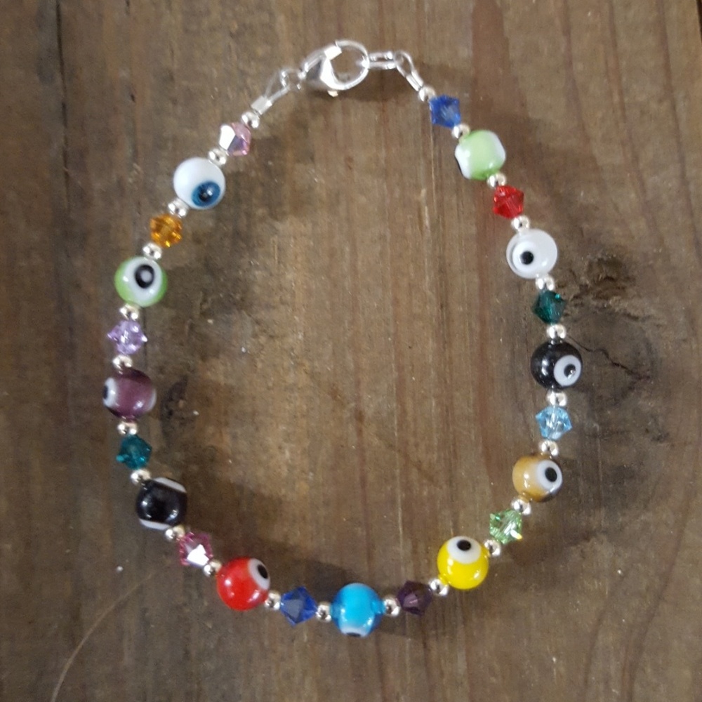Sterling Silver Swarovski  Evil Eye Bracelet
